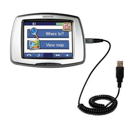 Coiled USB Cable for the Garmin StreetPilot C550 with Power Hot Sync and Charge capabilities - uses Gomadic TipExchange Technology
