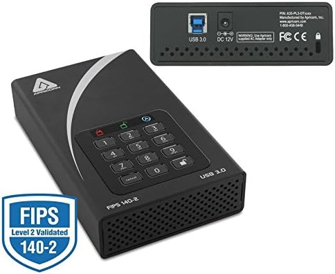 Apricorn Aegis Padlock DT FIPS ADT-3PL256F-2000 2 TB External Hard Drive - USB 3.0 - 7200 - 8 MB Buffer - Desktop