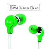 iLuv iEP314GRN Ergonomic and Comfort Flat-Wire Earphones - Green