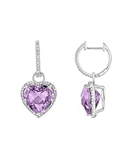 Victoria Kay Gemstone and 1/3ct White Diamond Heart-Shaped Earrings in 14k White Gold (IJ, I1-I2)