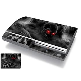 Bundle Monster Vinyl Skins For Sony Playstation PS3 Game Console - Cover Faceplate Protector Sticker Art Decal Accessory - Red Eye Skull