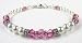 October Birthstone: Deep Rose (Pink Opal or Pink Tourmaline) Birthstone Bracelets: Swarovski Crystal Beaded Pearl Bracelets in Sterling Silver
