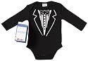 Spoilt Rotten - Tuxedo Baby Babygrow Alternative Baby Clothes 100% Organic Sizes 0-6 months BLACK + in funky Milk Carton