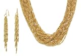 Second Glance Designs Goldtone Multi-Chain Necklace with Matching Dangle Earrings Set