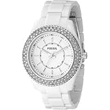 Fossil Women's Es2444 White Resin Bracelet White Glitz Analog Dial Watch