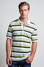 Short Sleeve Multi-Color Stripe Pique Polo