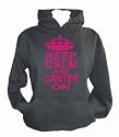Keep Calm and Canter on' hot pink printed black hoodie