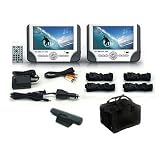Mustek PD77B Dual Unit 7-Inch Portable DVD Player with Bag & Battery