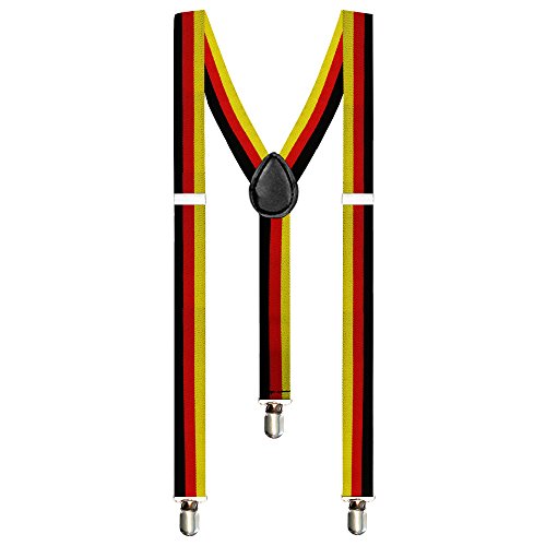 Taffstyle® Elastische Y Form Hosenträger mit 3 Clips und verstellbare Länge – Fanartikel für Fussball Weltmeisterschaft 2014 WM & Fußball EM mit Flagge Motiv Style – Land: Deutschland / Schwarz Rot Gold