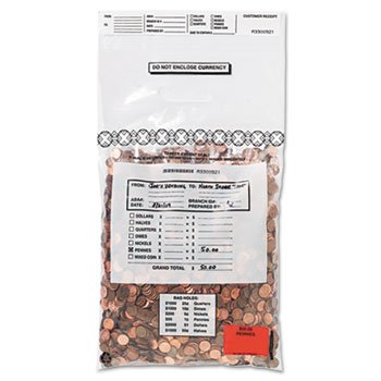 New-MMF Industries 231042120 - Tamper-Evident Coin Tote, 50lb Cap, 6.5mil, 13 x 22, Clear, 100 Bags/Box - MMF231042120