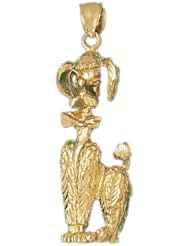 Dazzlers Solid 14k Gold Poodle Dog Charm Pendant Available in three colors from jewelsberry (weights: 13.6 grams only)