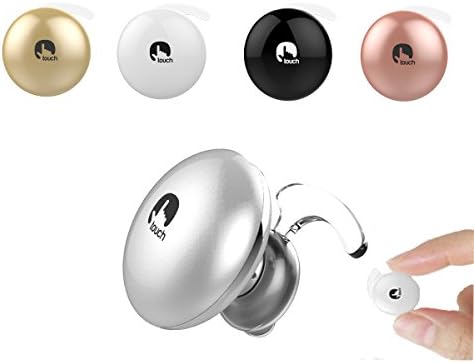 JINHU® Same Colors as IPHONE Mini Invisible Voice Control Wireless V4.1 Bluetooth Earbud Touch Control Earphone for Cell Phone with iPhone, iPad, Samsung, Android Smartphones, Mic, Windows PC (Silver)