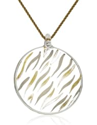 Yummi Glass 24K Gold, Silver-Painted Murano Glass Clear Color Disc Pendant Necklace
