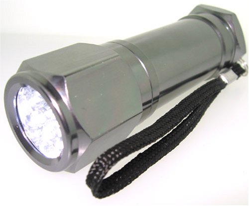 8-LED FLASHLIGHT + Carrying Case + 3 AAA Batteries TITANIUM by Power Source