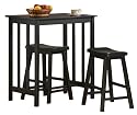 3 Piece Black Finish Table & Saddle Bar Stool Set