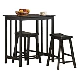 3 Piece Black Finish Table and Saddle Bar Stool Set by The Furniture Cove
