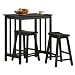 3 Piece Black Finish Table & Saddle Bar Stool Set