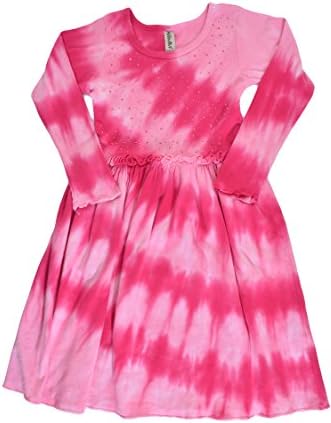 Mignone Girls Tie Dye Dresses (7, Fuchsia)