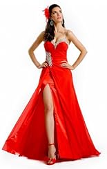 Slit Beaded Lace Crystal Crystals Applique Mermaid Chiffon/Taffeta/Tulle Prom Dress 