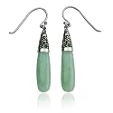 Sterling Silver Marcasite & Jade Linear Earrings