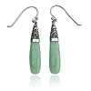 Sterling Silver Marcasite and Jade Linear Earrings