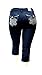 1826 Women's Plus Size Stretch MID Rise Denim Jeans Capri Blue & Black PC-2686