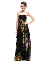 Hot Sale Ever-Pretty Strapless Printed Chiffon Diamante Evening Dress 97540110