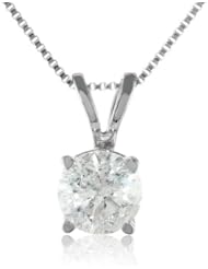 14k Gold Diamond (1/2 cttw, H-I Color, I1-I2 Clarity) Solitaire Pendant Necklace, 18"