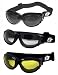 Three (3) Pairs Birdz Eagle Padded Motorcycle Goggles Airsoft Googles Comes with Clear, Smoke, and Yellow Day and Night riding comfort You Should Have Googles For Any Weather Condition