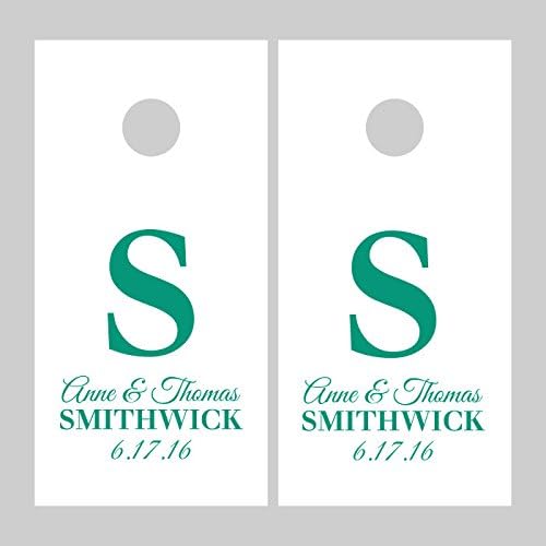 Monogram Just Married Cornhole Decals - Monogram Initial Decal - Large Personalized Corn Hole Game Decals- Newlywed Initials Decal - ET100381501