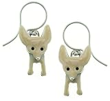 Chihuahua w/ Moving Legs Enamel & Sterling Silver Dangle Dog Earrings