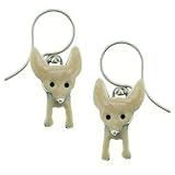 Chihuahua w/ Moving Legs Enamel & Silver Dangle Dog Earrings