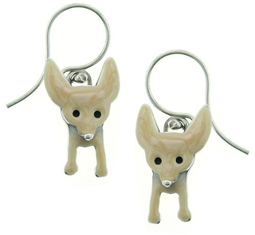 Chihuahua w/ Moving Legs Enamel & Sterling Silver Dangle Dog Earrings