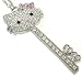 Hello Kitty HUGE key w/hearts of Rhinestone/Crystal Swarovski necklace by Jersey Bling ships in Zebra gift box