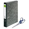 5 DIN A4 Ordner Wolkenmarmor -schmal- 5cm R�cken -schwarz- Blauer Engel, gratis Zugabe: B�roschere Edelstahl 25,5cm iceblau