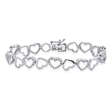 10k White Gold Diamond Heart Bracelet (3/4 cttw, J-K Color, I2-I3 Clarity), 7