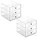iDesign 3-Drawer Multipurpose Storage Container with Knobs, Clear, 2 Pack