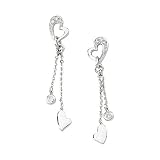 14K White Gold 1/10 ct. Diamond Heart Dangle Earrings