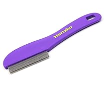 Flea Comb with Double Row of Teeth By Hertzko - Double Row of Closely Spaced Metal Pins Removes Fleas, Flea Eggs, and Debris from Your Pet's Coat - Suitable For Dogs And Cats
