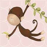 Hanging Monkey Powder Pink 21x21 Canvas Art Image Wrap