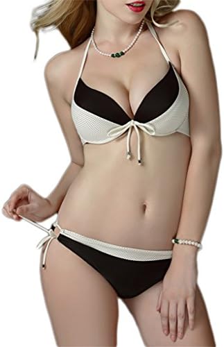 W&C Womens Sexy Two-Piece Fashion Bikini Swinsuits (US 4, Beige)