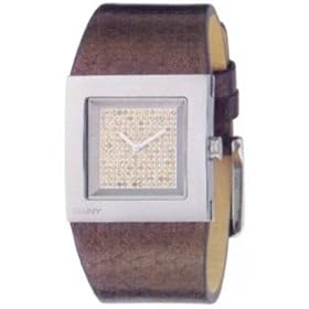 DKNY NY3405  Ladies Analogue Watch, Brown Leather Strap, Square Dial & Case with Crystal Dial