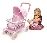 Folding Double Doll Front-to-Back Stroller - Pink Gingham
