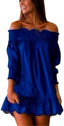 Createearth Women's Off The Shoulder Half Sleeves Peplum Hem Dress