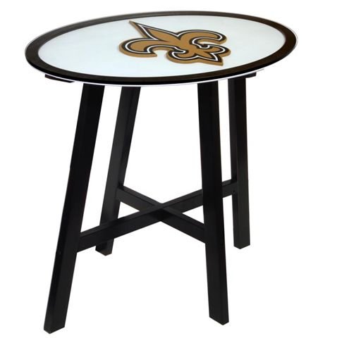 New Orleans Saints Wooden Pub Table With Glass Top