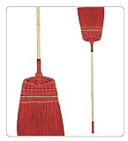 Red Long-Handled Bamboo Broom use for Outdoor Broom, Kitchen Broom