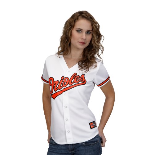 MLB Women's Baltimore Orioles Brian Roberts White Home Short Sleeve 5 Button Synthetic Replica Baseball Jersey Spring 2012  (White, Medium)