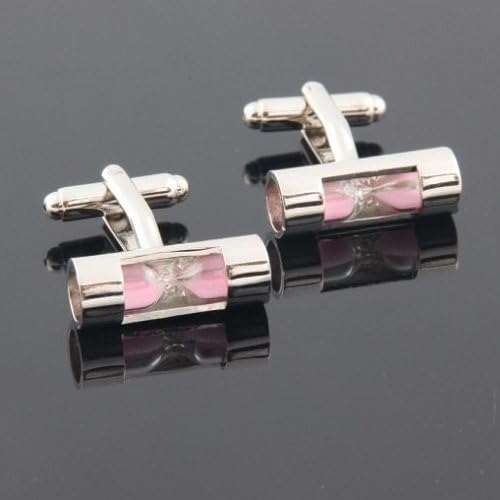 MgMi® Cufflinks real hourglass watch 1 Pair Set (FREE GIFT BOX) (Pink)