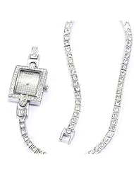 Classic Lady Silver Bracelet Band Quartz Watch Durable stainless Steel Case With Sparkling Crystal Bezel.