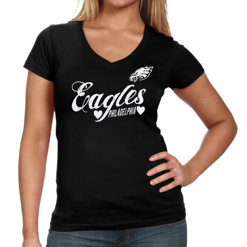Philadelphia Eagles Heart Script Baby Jersey T-Shirt - Black (Small)